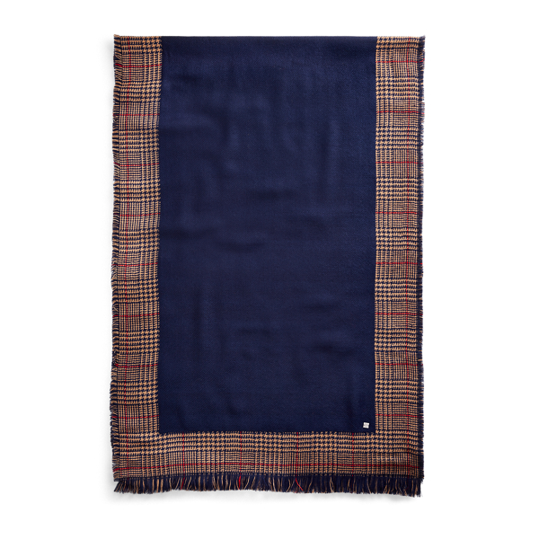 Navy Check Plaid Blanket Wrap Scarf Lauren 2