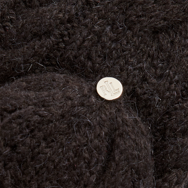 Black Cable-Knit Pop-Top Gloves Lauren 3