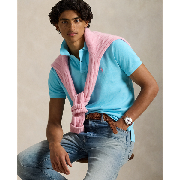Turquoise Nova The Iconic Custom Slim Fit Mesh Polo Polo Ralph Lauren 7