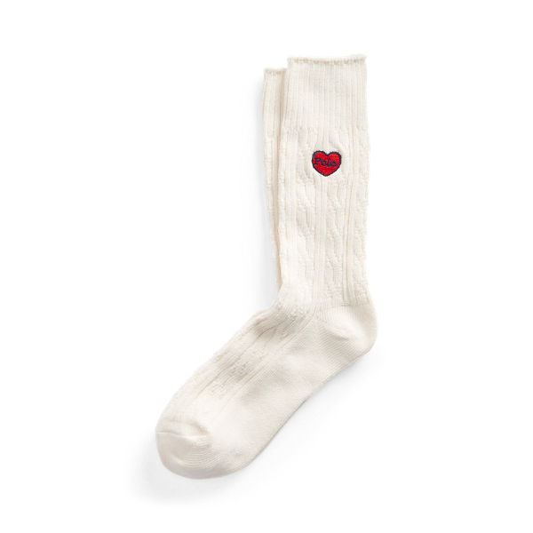 Ivory Cable-Knit Crew Socks Polo Ralph Lauren 1