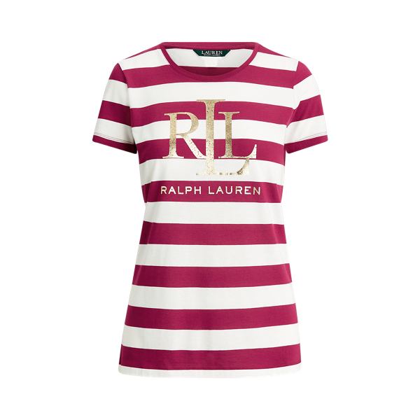Logo Cotton-Blend Striped Tee Lauren 1