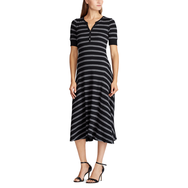 Polo Black/ Grey Hthr Waffle-Knit Cotton Dress Lauren 3
