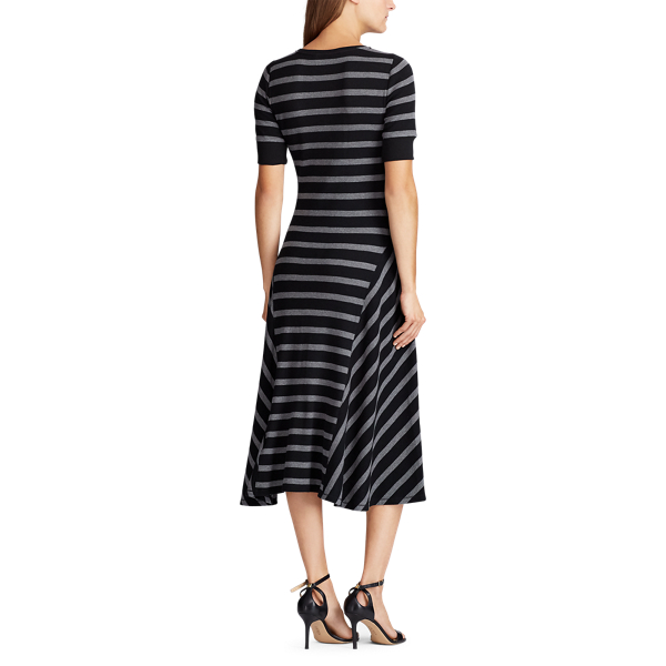 Polo Black/ Grey Hthr Waffle-Knit Cotton Dress Lauren 4