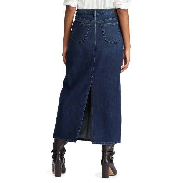 Dark Worn Wash Denim Maxiskirt Lauren Petite 5