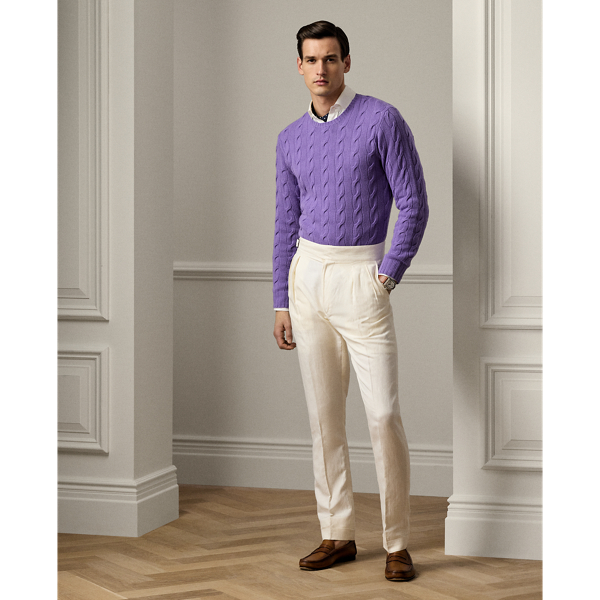 Classic Lavender Cable-Knit Cashmere Sweater Purple Label 4