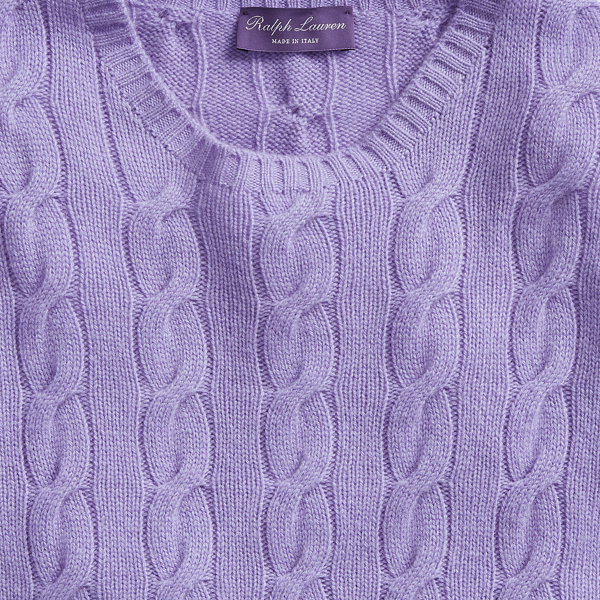 Classic Lavender Cable-Knit Cashmere Sweater Purple Label 7