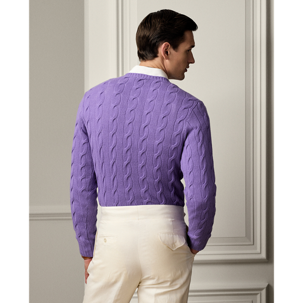 Classic Lavender Cable-Knit Cashmere Sweater Purple Label 5