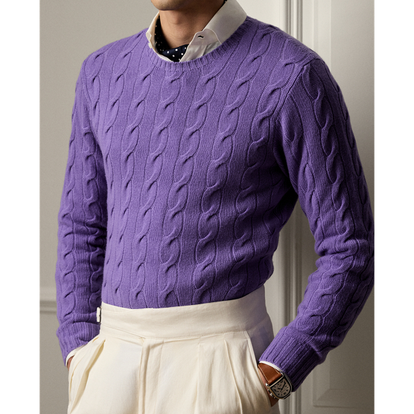 Classic Lavender Cable-Knit Cashmere Sweater Purple Label 6