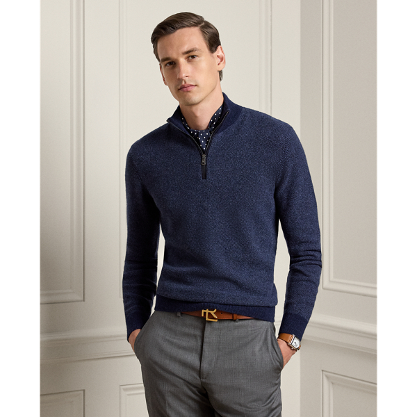 Cashmere Birdseye Quarter-Zip Sweater