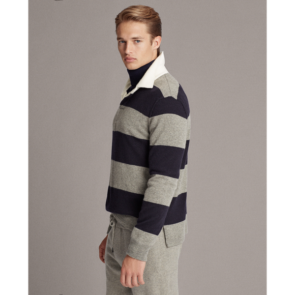 Grey/Navy Striped Cashmere Rugby Jumper Purple Label 4