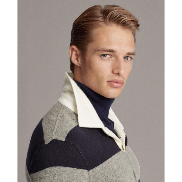 Grey/Navy Striped Cashmere Rugby Jumper Purple Label 6