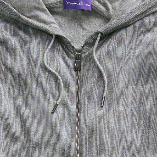 Medium Grey Herringbone Herringbone-Print Hoodie Purple Label 7