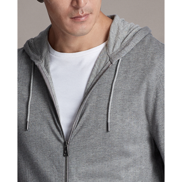 Medium Grey Herringbone Herringbone-Print Hoodie Purple Label 6