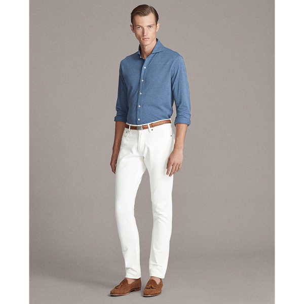 Blue Heather Washed Piqu&eacute; Shirt Purple Label 3
