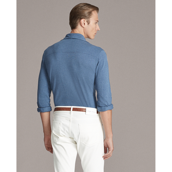 Blue Heather Washed Piqu&eacute; Shirt Purple Label 4