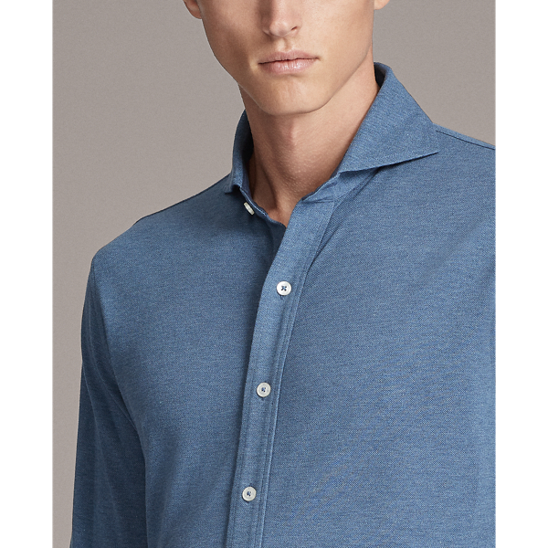 Blue Heather Washed Piqu&eacute; Shirt Purple Label 5