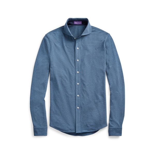 Blue Heather Washed Piqu&eacute; Shirt Purple Label 2