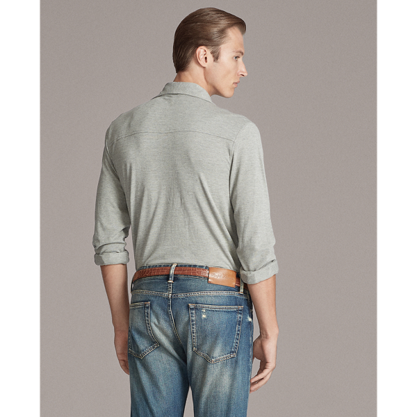 Light Grey Heather Washed Piqu&eacute; Shirt Purple Label 5
