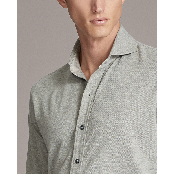 Light Grey Heather Washed Piqu&eacute; Shirt Purple Label 6