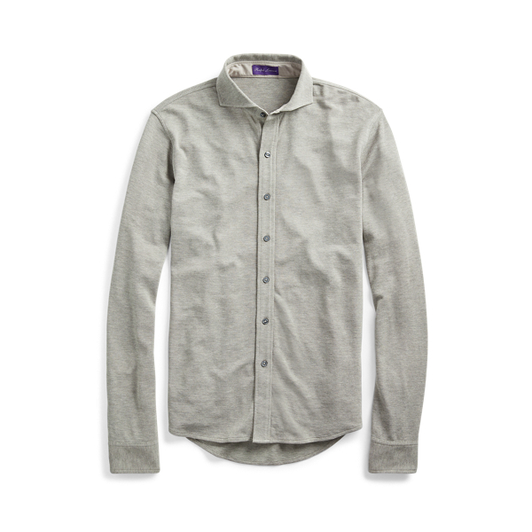 Light Grey Heather Washed Piqu&eacute; Shirt Purple Label 2