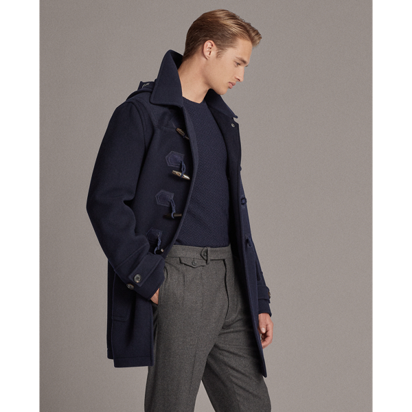 Classic Chairman Navy Lancing Slim Fit Duffel Coat Purple Label 5