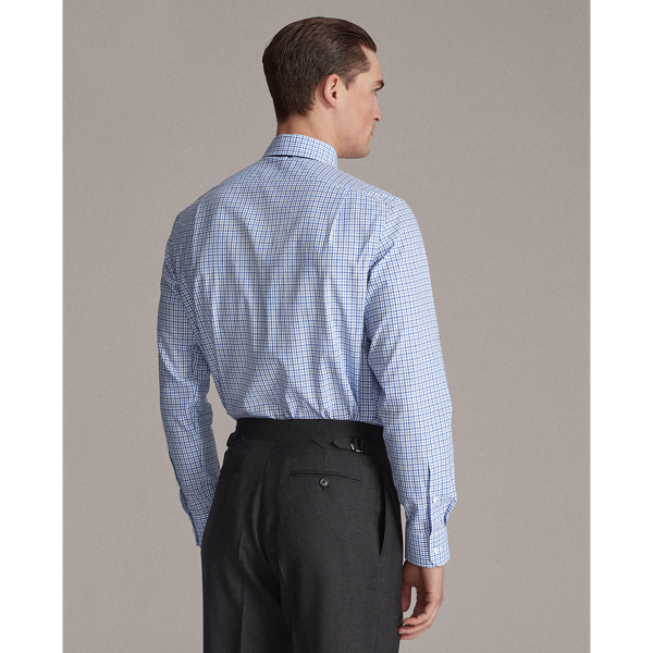 Blue And Dark Blue Tattersall Twill Shirt Purple Label 4