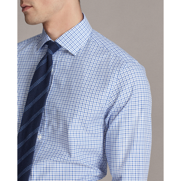 Blue And Dark Blue Tattersall Twill Shirt Purple Label 5