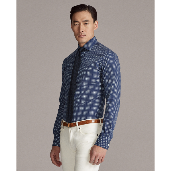 Blue And White Geometric-Print Shirt Purple Label 4