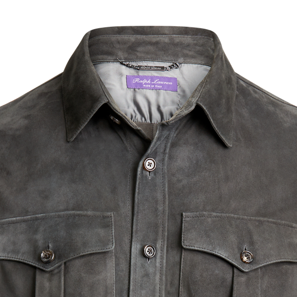 Dark Grey Suede Overshirt Purple Label 7