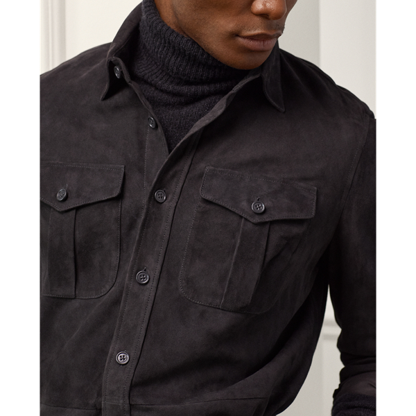 Dark Grey Suede Overshirt Purple Label 6