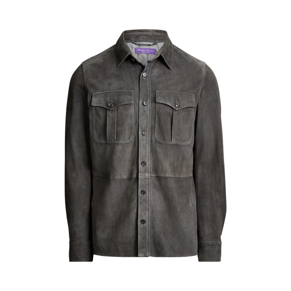 Dark Grey Suede Overshirt Purple Label 2