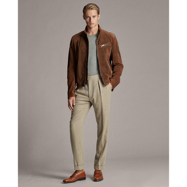 Derby Brown Suede Biker Jacket Purple Label 4