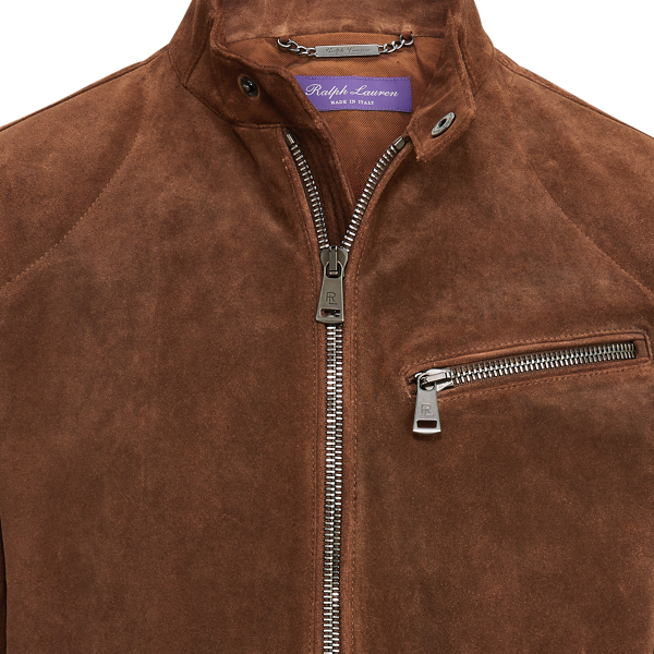 Derby Brown Suede Biker Jacket Purple Label 9