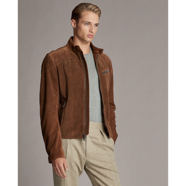 Derby Brown Suede Biker Jacket Purple Label 5