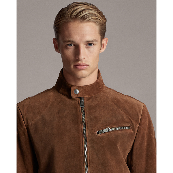 Derby Brown Suede Biker Jacket Purple Label 7