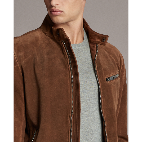 Derby Brown Suede Biker Jacket Purple Label 8