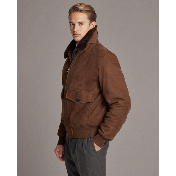 Brompton Brown Kingston Leather Bomber Jacket Purple Label 5