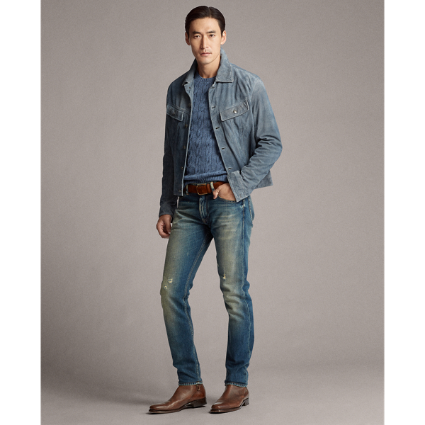 Chambray Clifton Suede Trucker Jacket Purple Label 4