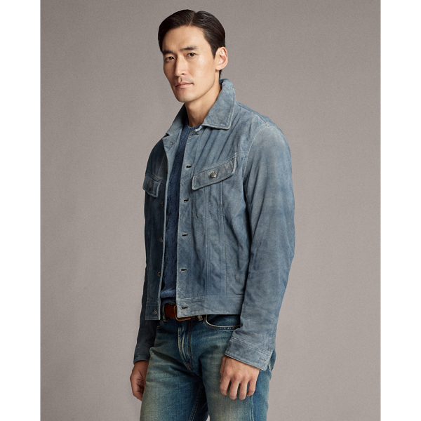 Chambray Clifton Suede Trucker Jacket Purple Label 5