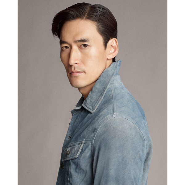 Chambray Clifton Suede Trucker Jacket Purple Label 7
