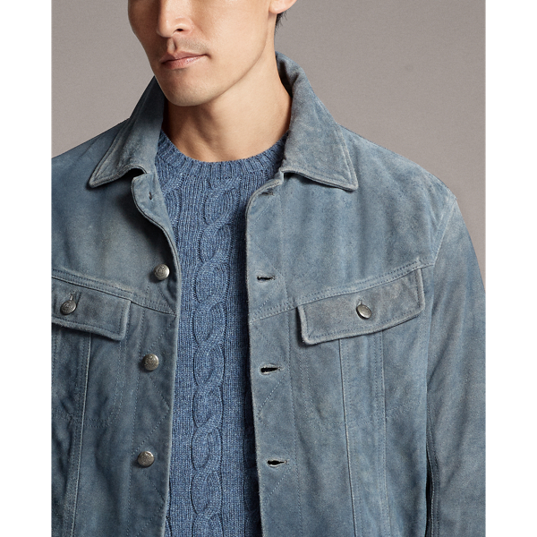 Chambray Clifton Suede Trucker Jacket Purple Label 8