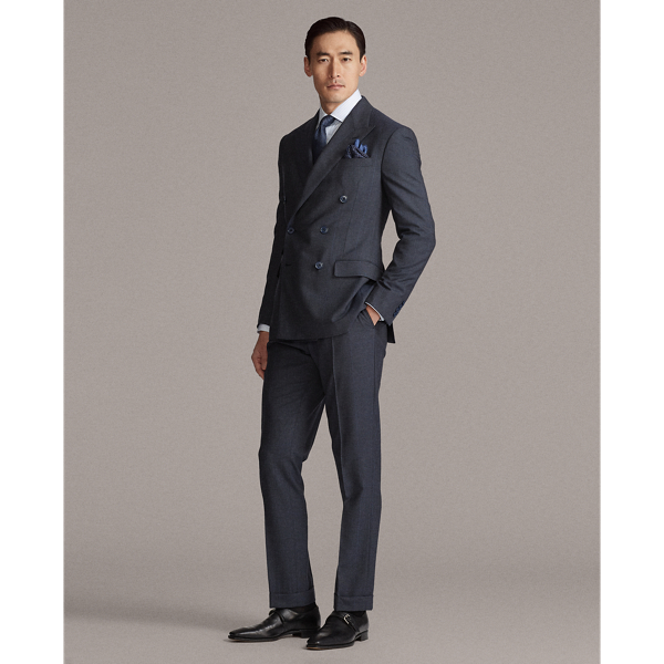 Navy And Blue And Black Kent Glen Plaid Wool Twill Suit Purple Label 4