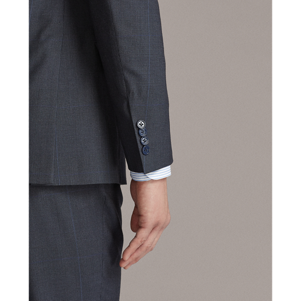 Navy And Blue And Black Kent Glen Plaid Wool Twill Suit Purple Label 7