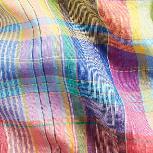 Multi Pink Plaid Linen Chambray Shirt Purple Label 7
