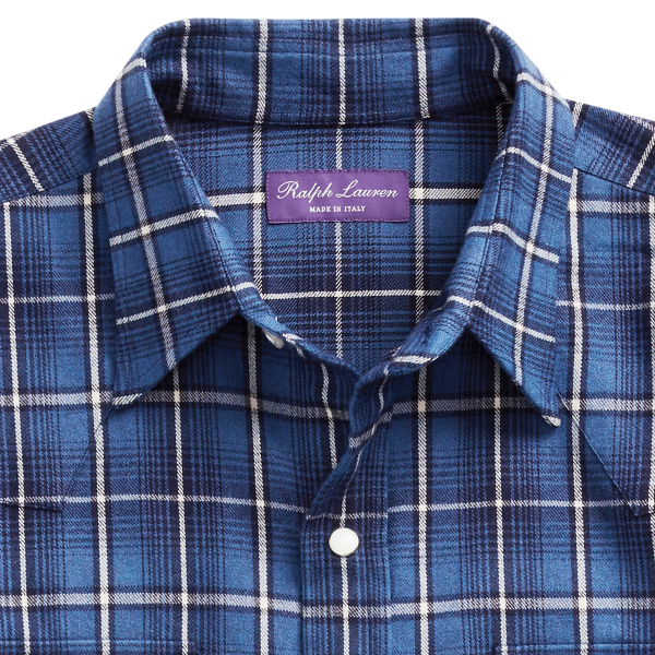 Ombre Blue Plaid Twill Western Shirt Purple Label 7