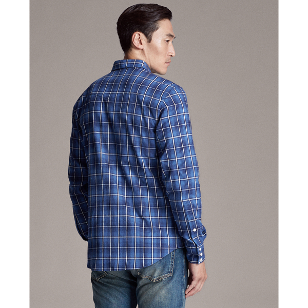 Ombre Blue Plaid Twill Western Shirt Purple Label 5