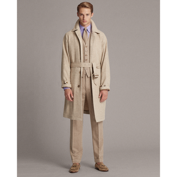 Light Brown And Cream Herringbone Balmacaan Topcoat Purple Label 4
