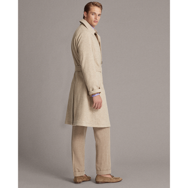 Light Brown And Cream Herringbone Balmacaan Topcoat Purple Label 5