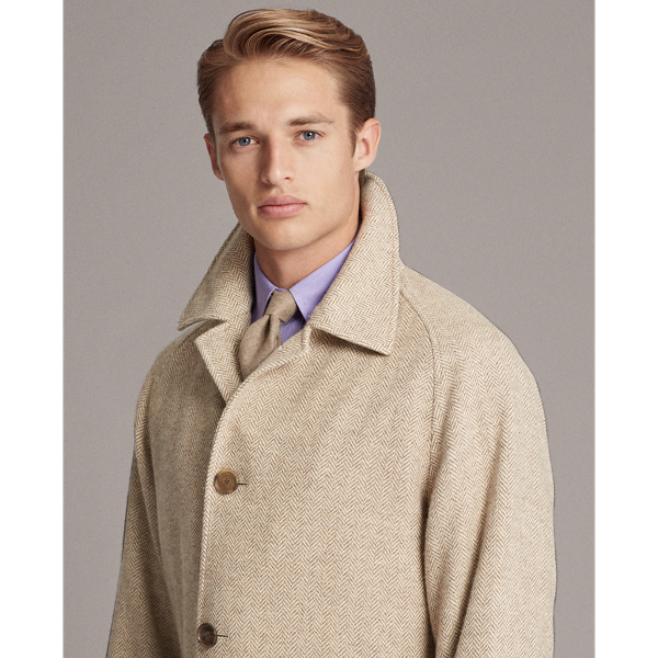 Light Brown And Cream Herringbone Balmacaan Topcoat Purple Label 6