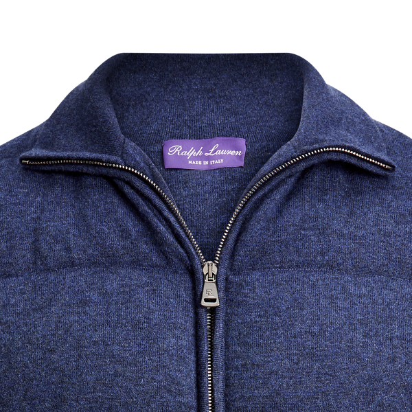 Squadron Blue Heather Merino-Cashmere Down Gilet Purple Label 8